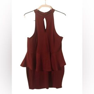Charlotte Russe Dark Red Burgundy Halterneck Tiered Stretch Womens Size 3X Dress